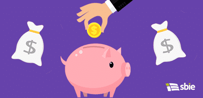 Mealheiro e mão com moeda