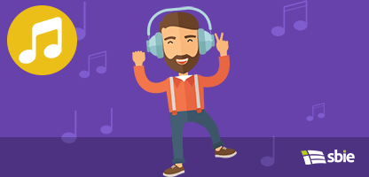 Jovem com fone de ouvido– ilustração de bancos de imagens